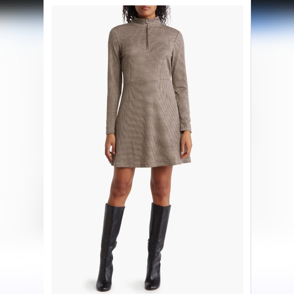Mock Neck Long Sleeve Skater Dress